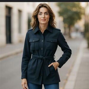 7 For All Mankind black belted coat. 7 For All Mankind warm black coat NWT. Sz S